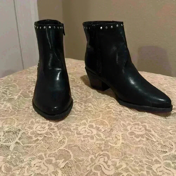 Faux Leather Studded Ankle Boots - Picture 2 of 7